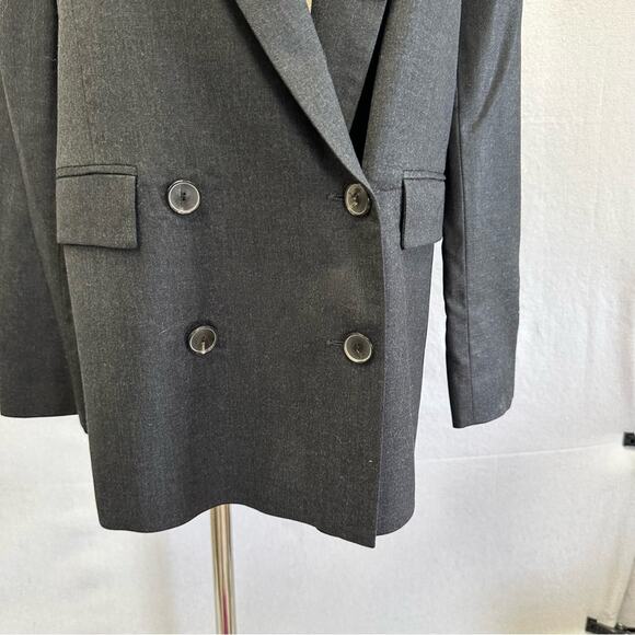 Zara Woman Studio Double Breasted Blazer Wool Gray Size Medium‎ Menswear - Picture 4 of 13